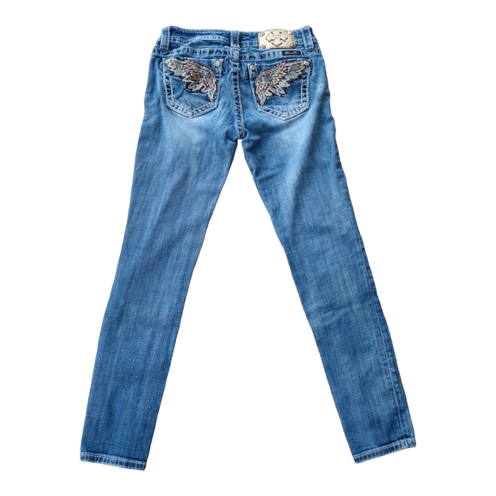 Miss Me Jeans Womens 27W Mid Rise Skinny Embroidered Pockets